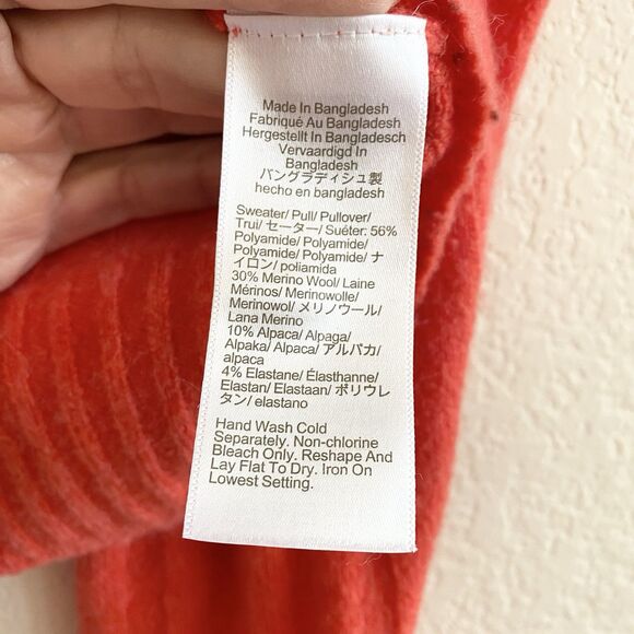 J. Crew Ribbed Mock Neck SuperSoft Yarn Merino Wool Alpaca Sweater Red M - Picture 9 of 12